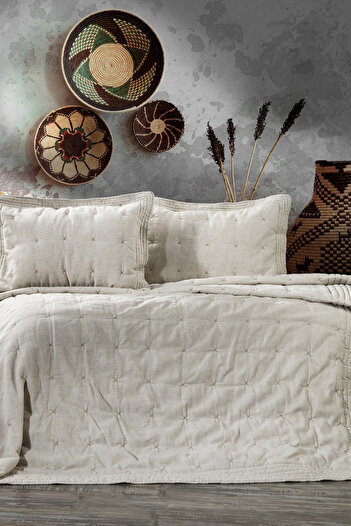 ZEBRACASA Wendy Double Bedspread Set / Beige