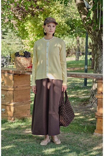 Fatma Atasoy Drawstring Bitter Brown Trench Skirt