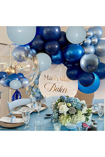Toyska Set 10 Latex Balloons Chrome, Party Model, 23 cm, Different Shades of Blue, 2.2 g