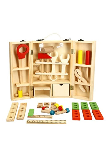 Toyska Wooden Montessori Tool Set, 40 Pieces, Multicolor
