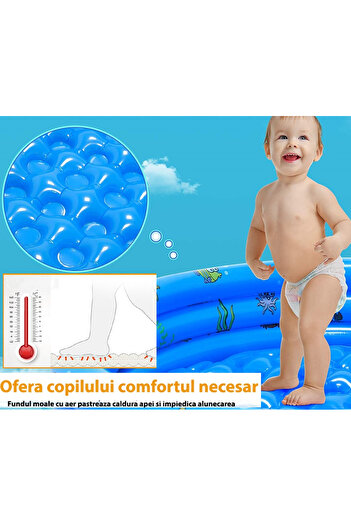 Toyska Inflatable Pool with Soft Bottom for Kids, 130x35 cm, Blue