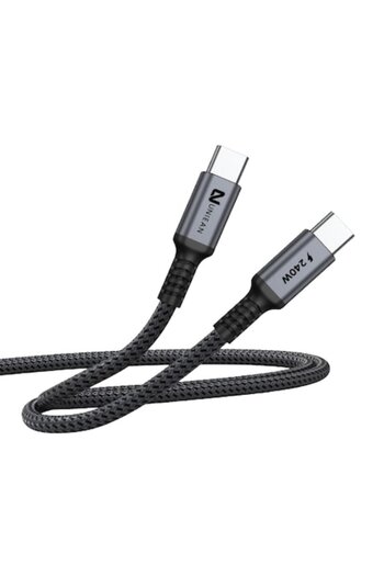 OEM Cablu alimentare si date USB-C la USB-C UNIEAN, 240W PD, 2m, 480Mbps, Invelis Nylon, Braided, Negru