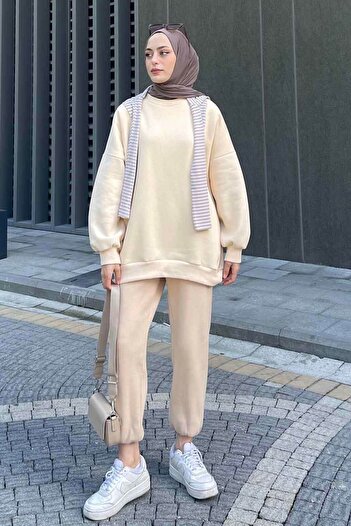 lamelif Κρέμα ιδρώτα με λαιμόκοψη Jasmin Oversize