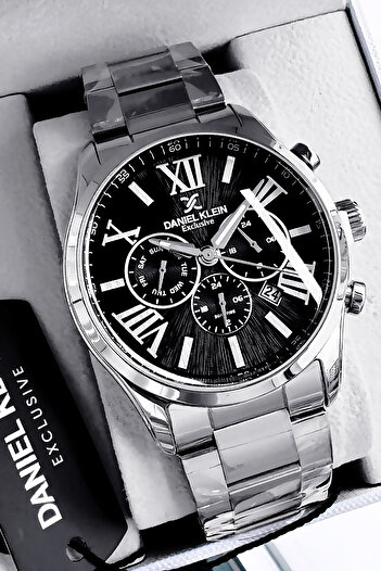 Daniel Klein Men's Wristwatch 3 Atm Water Resistant Exclusive Silver Color Steel Band Natural Stone Bracelet Dke2009C1