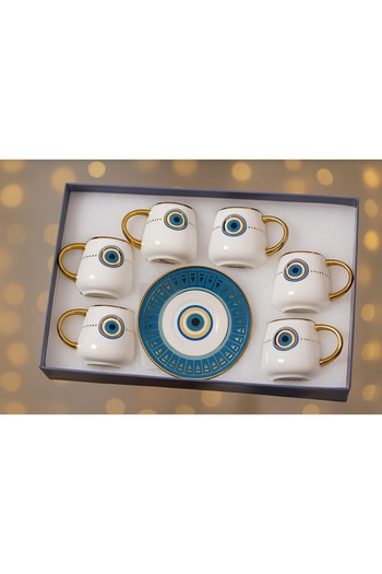 Tekbir Nazar Beaded Luxury Cup Set for 6 People