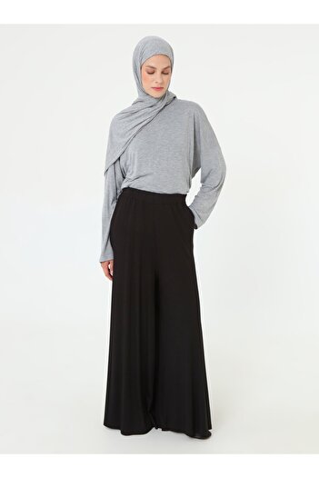 Benin Viscose Trousers with Elastic Waist and Pockets - Black -