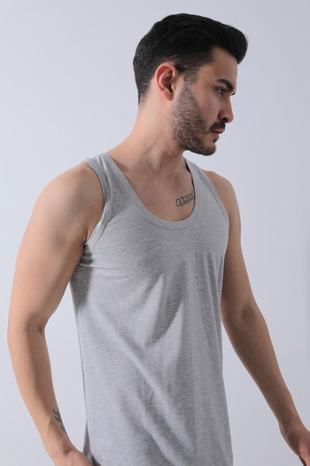 ZÜMRÜT YILDIZI 6-Piece Men's Gray Undershirts with Straps, 100% Cotton