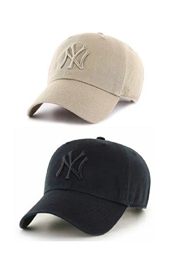 Asix Unisex Black White Ny New York Hat 2-Pack with Velcro Back