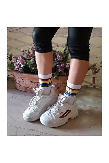 Köstebek Unisex White Colored Socks