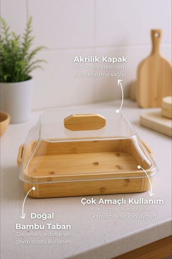 Bambum Modica Acrylic Covered Bamboo Cake Pan Square Small