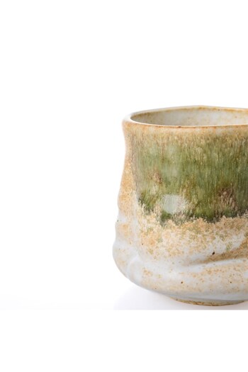 OEM Japanese Ceramic Cup (Yunomi) 220 ml - Cream-Green Glaze, Wabi-Sabi Style