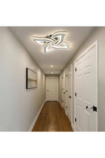 ALC-Shop Alejandro LED Chandelier with Remote Control, 73W, 4 Flowers, Dimmable Cold/Warm/Neutral Light, Chrome