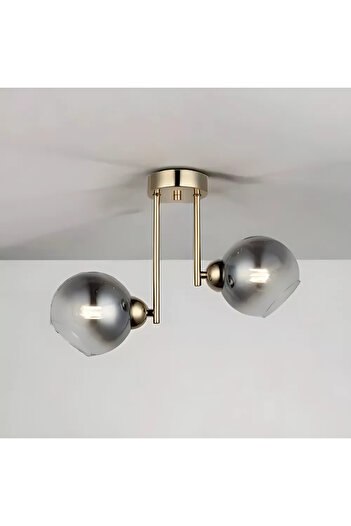 ALC-Shop Alessandro Chandelier, 2x E27, Dark Grey Lampshade, Gold