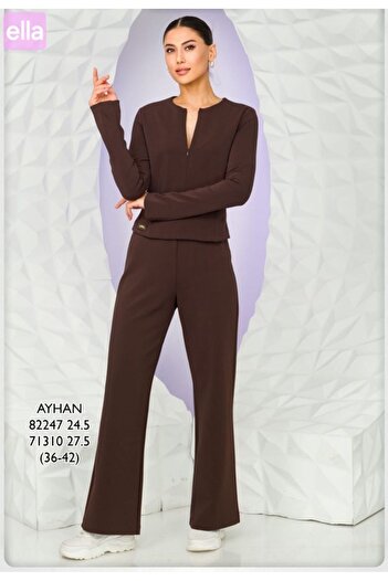 AYHAN Zipper Detailed Elastic Waist Sitting Cut Trousers Suit