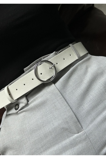LİA KEMER Round Silver Buckle Women's Waist Belt, Casual Belt, Coat Belt, Pants Belt