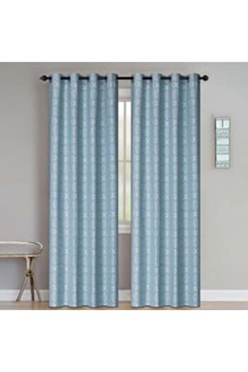 MAPLE LEAF Window Curtain 140x260cm Jacquard Blue