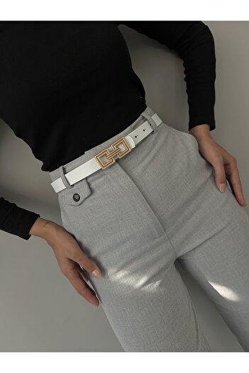 LİA KEMER Kare Burgu Accessory Gold Buckle Women's Waist Belt, Daily Belt, Jacket Belt, Pants Belt
