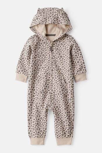 Carter's Baby Girl Brown Hooded Jumpsuit