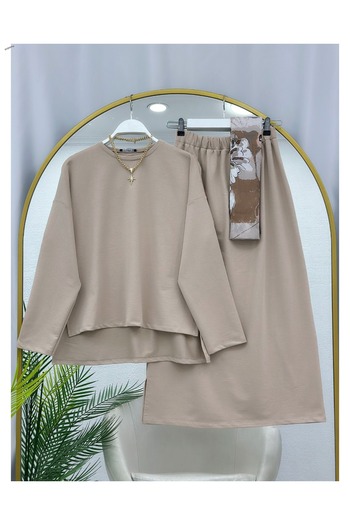 YEDİLALE Combed Cotton Blouse Skirt Dual Set [Blouse and Skirt Included in the Price, Size Range 36-44]