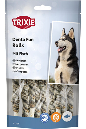 Trixie Dog Treats, Denta Fun, Fish Rolls, 10 pcs/75 g/12 cm, 31387