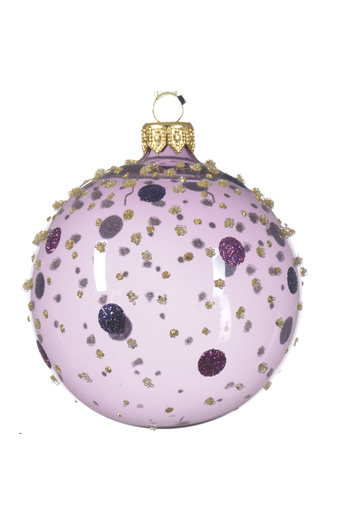 BraziPremium Christmas tree ball with polka dots, 8 cm, glass, purple