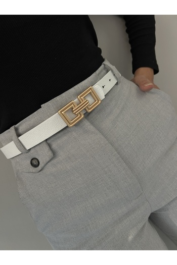 LİA KEMER Kare Burgu Accessory Gold Buckle Women's Waist Belt, Daily Belt, Jacket Belt, Pants Belt