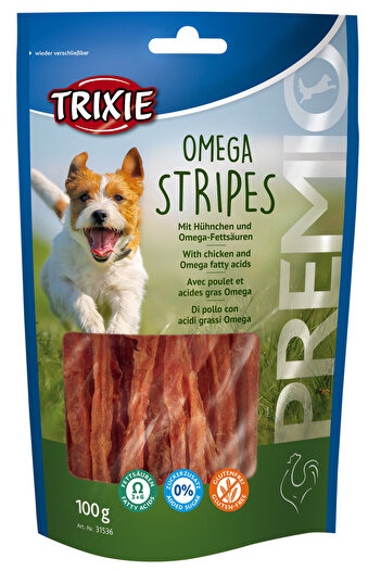 Trixie Dog Treats, Premio, Omega Strips With Chicken, 100 g, 31536