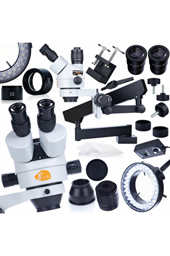 Rosfix Neptune Pro Trinocular Microscope Set | Zoom 7–45x, LED 56, Lens 0.5x