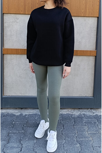 siyalife Crew Neck 3 Thread Raised Basic Thick Sweatshirt