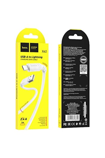 Hoco Cablu Date si Incarcare (X62), USB-A la Lightning, 18W, 2.4A, 1m, White