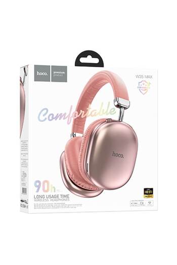 Hoco Casti Wireless W35 Max, Over Ear, BT 5.3, Stand-By 200h, 800mAh, suport card, Joy, PINK