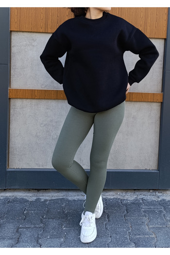 siyalife Crew Neck 3 Thread Raised Basic Thick Sweatshirt