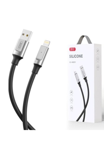 Xo Cable Data and Charging (NB251), USB-A to Lightning, 6A, Metallic, 1m, Black
