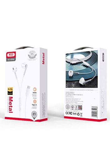 Xo Wired Earphones (EP66), In Ear, USB-C, 1.2m, Mic & Volume Key, HiFi, Metal, White