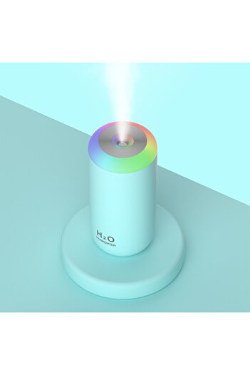 Flippy Umidificator, H2O, cu difuzor de aromă, lumină de noapte LED în 7 culori, zgomot redus, 14,7x7,2 cm, 350 ml, albastru