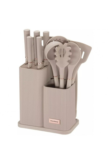 Klausberg KB 7935 Knife and Utensil Set, Board and Stand, 12 Pieces, Beige