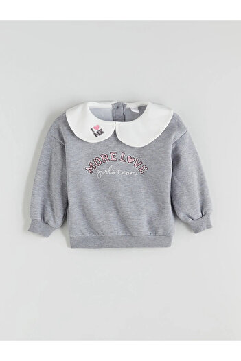 LC Waikiki Lcw Kids Gray Baby Collar Girls' Sweatshirt and Sweatpants