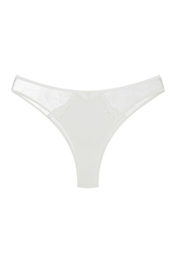 ESOTIQ Women's Brazilian Panties Smooth Fabric with Embroidered Mesh Elegant Briefs | Bluey