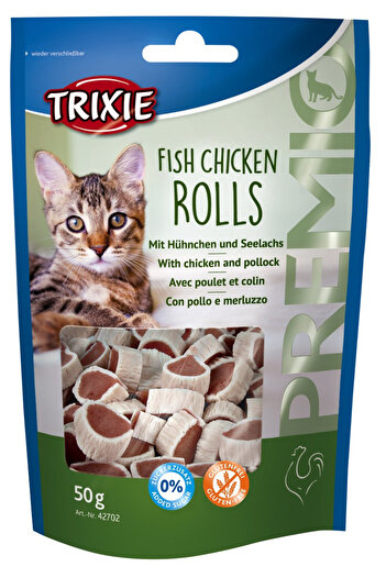 Trixie Cat Treats, Premio, Fish and Chicken Rolls, 50 g, 42702