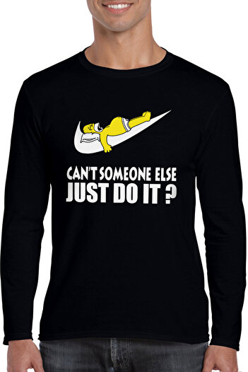 ROCKANDROLL Ανδρικό μπλουζάκι με μακρύ μανίκι Lazy Fatherhood Black Crew Neck