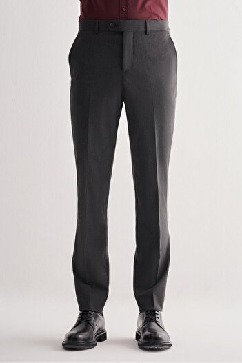 İmza Dark Anthracite Side Pocket Open Leg Self Patterned Slim Fit Trousers 1003255152