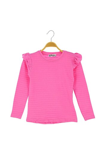 Modanguzel Girl's Cotton Long Sleeve Seasonal Bluse with Ruffle Shoulders