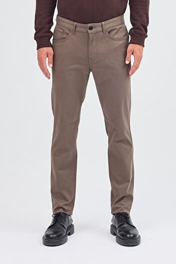 İmza Khaki 5 Pocket Straight Leg Cotton Slim Fit 5 Pocket Casual Trousers 1003255154