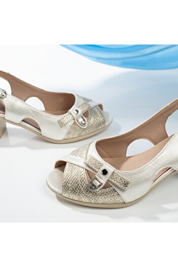 BMoD Silver women's sandals with heel and strap MOD13337