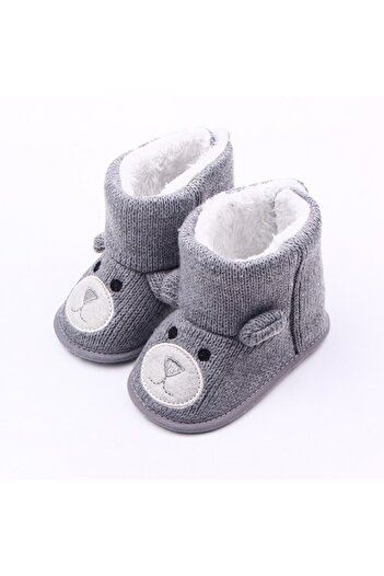 Superbaby Crocheted booties - Grey Teddy