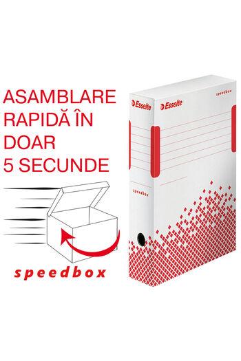 Esselte Archiving and transport container with lid recycled cardboard spine 100mm white Speedbox