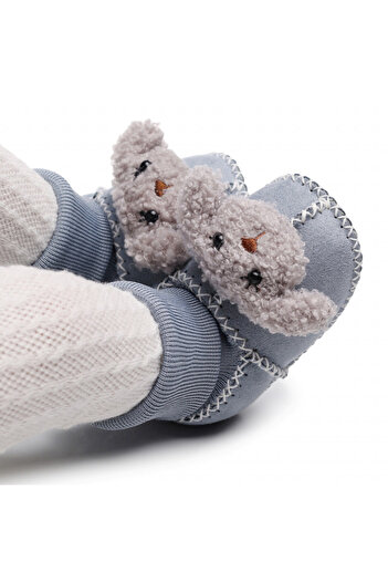 Superbaby Gray fur booties for babies - Oita