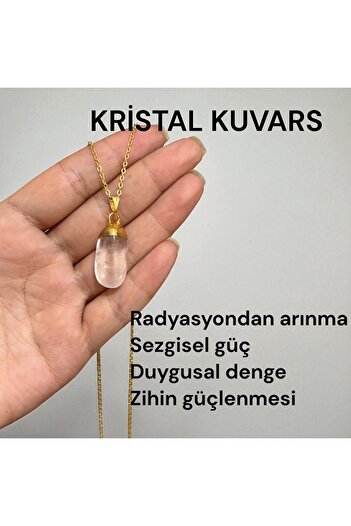 KIRMIZICOSMETİCS Crystal Quartz Pendant. Original Natural Stone