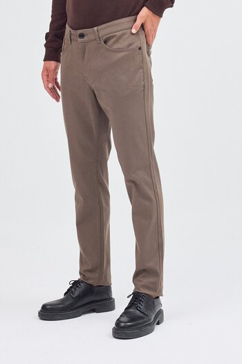 İmza Khaki 5 Pocket Straight Leg Cotton Slim Fit 5 Pocket Casual Trousers 1003255154