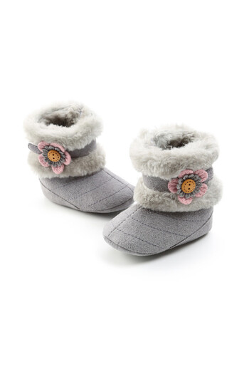 Superbaby Furry and flowery booties for little girls
